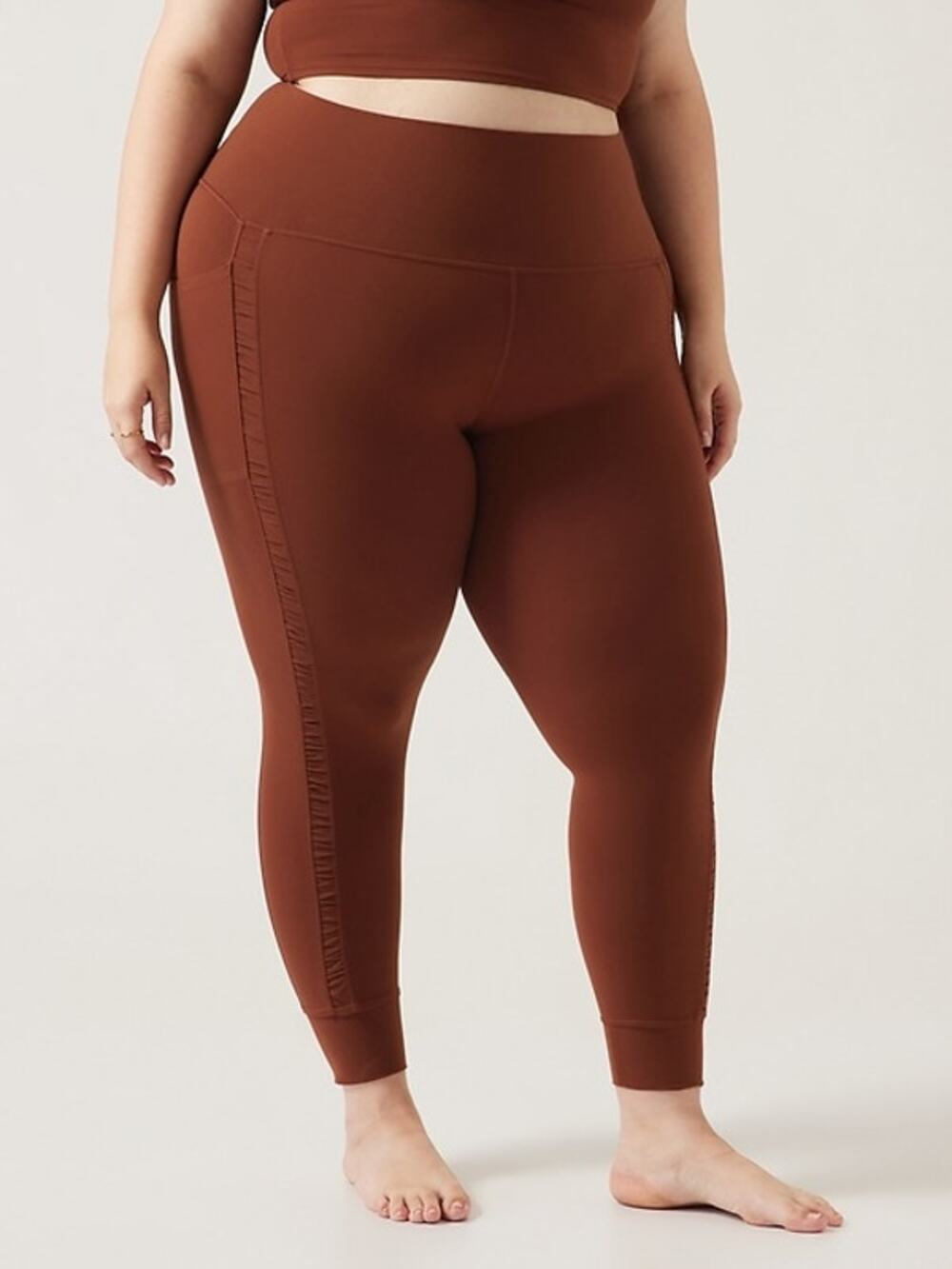 Athleta Leggings Salutions Stash II Ruch Craft 7/8 Rust Orange Plus Size 2X
